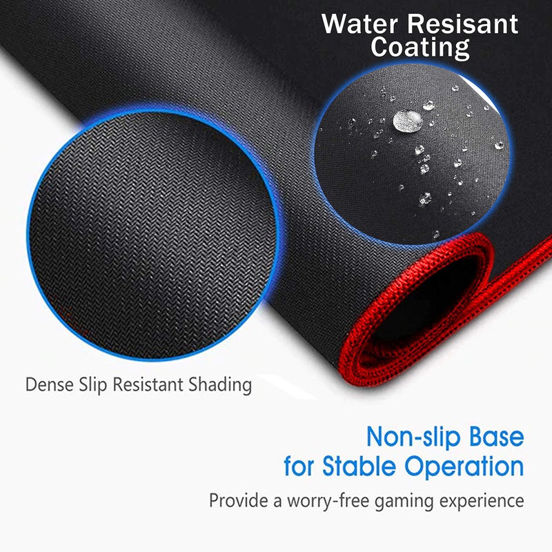 SaiTech IT 20 Pack Gaming Mouse Pad, Water Resistance Coating Natural Rubber Gaming Mouse Pad with Stitched Edges & Non-Slippery Rubber Base (9.84 x 8.27 Inch) - Black with Red Stitched Border - Image 4